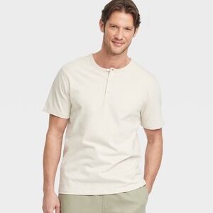 Imogene and Willie Mens Short Sleeve Henley Shirt‎ White Large New With Tags